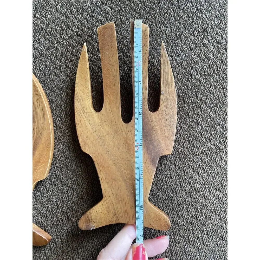 Bamboo Wooden Salad Hands Forks Pasta Tongs Claws Made In Philippines Used Once
